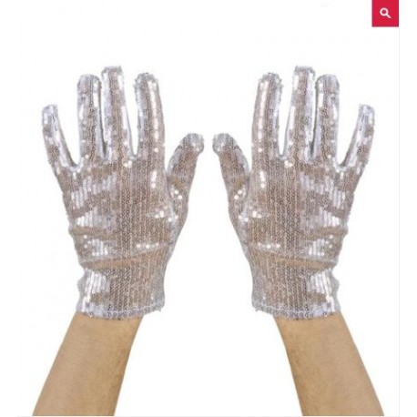 GUANTES CON LENTEJUELAS PLATA