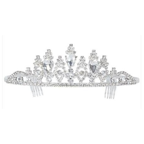 TIARA PLATEADA CON STRASS LUJO