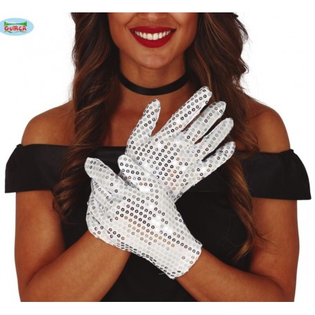 GUANTES BLANCOS CON LENTEJUELAS 