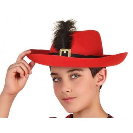 SOMBRERO MOSQUETERO ROJO INFANTIL