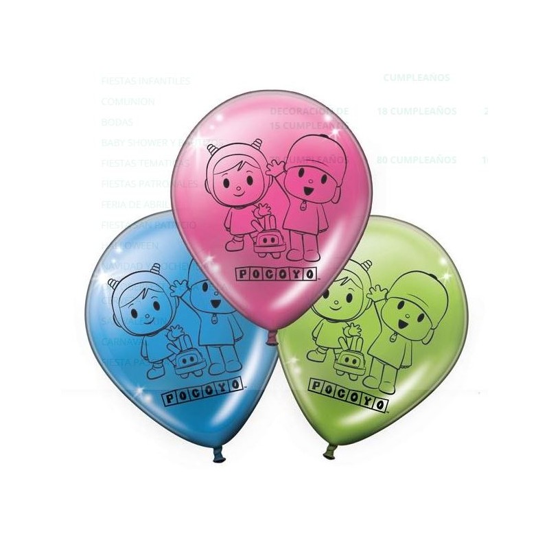 Decoración con globos con temática Pocoyó
