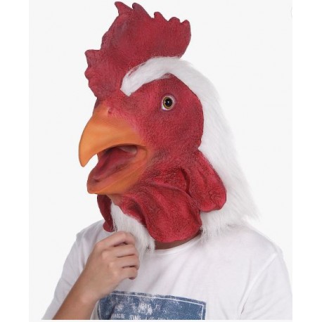 CARETA DE GALLO LÁTEX CON PELO