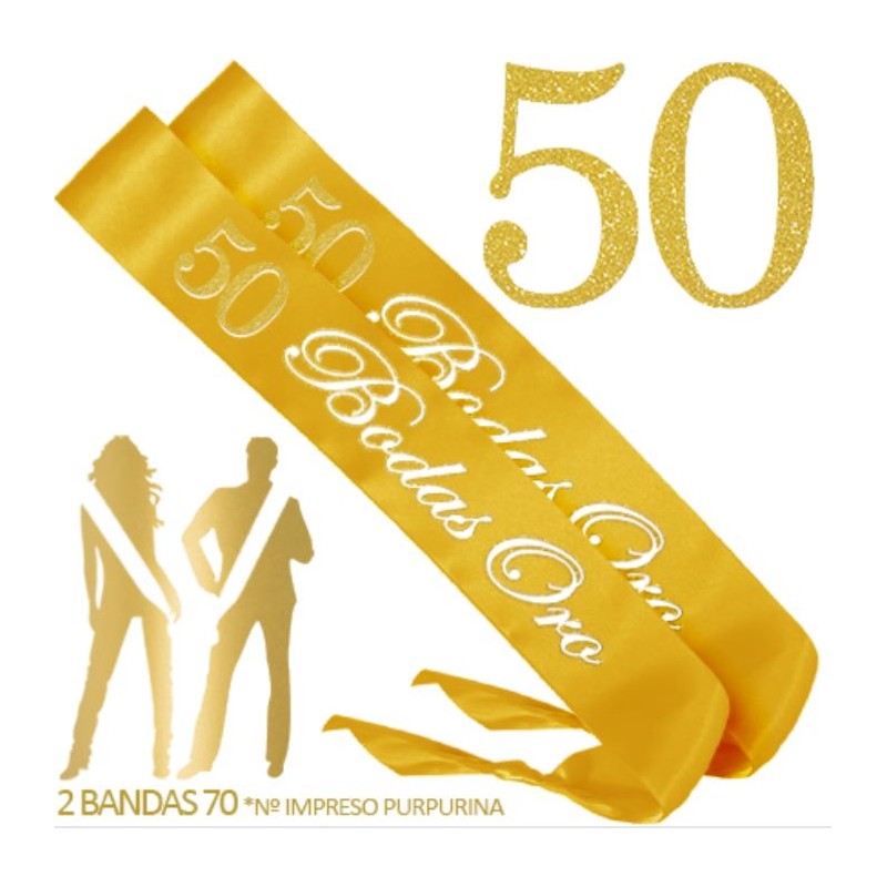 Inedit Festa 50 Bodas de Oro 2 Bandas Bodas de Oro 50 Aniversario Bodas de  Oro 50 Aniversario 50 Dorados años 50 Golden Years