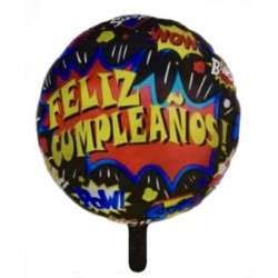 GLOBO FOIL FEÑLIZ CUMPLEAÑOS CÓMIC 