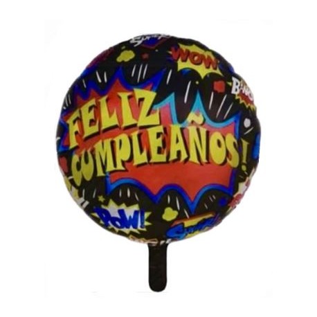 GLOBO FOIL FEÑLIZ CUMPLEAÑOS CÓMIC 