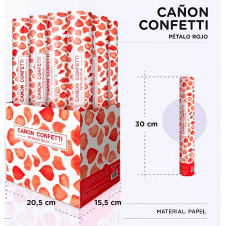 CAÑÓN CONFETI PÉTALOS ROJOS 30 CM