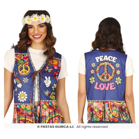 CHALECO HIPPIE PAZ Y AMOR MUJER