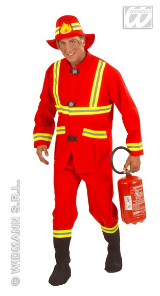 Tradineur - Disfraz de bombero para adulto, poliéster, incluye